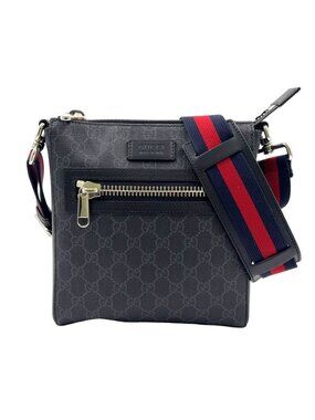 Gucci GG Supreme Small Leather Black Multicolor Shoulder Bag Silver